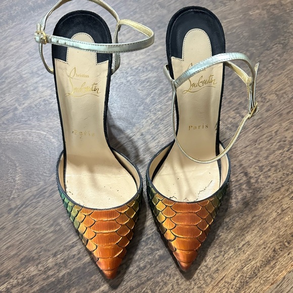Christian Louboutin Multicolor metallic python stiletto with ankle strap - Picture 2 of 4